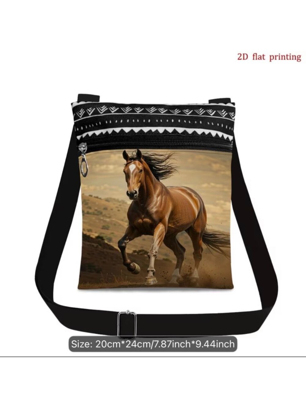 Small Crossbody Purse With Horse Print Lightweight & Adjustable Strap Double-Sid
